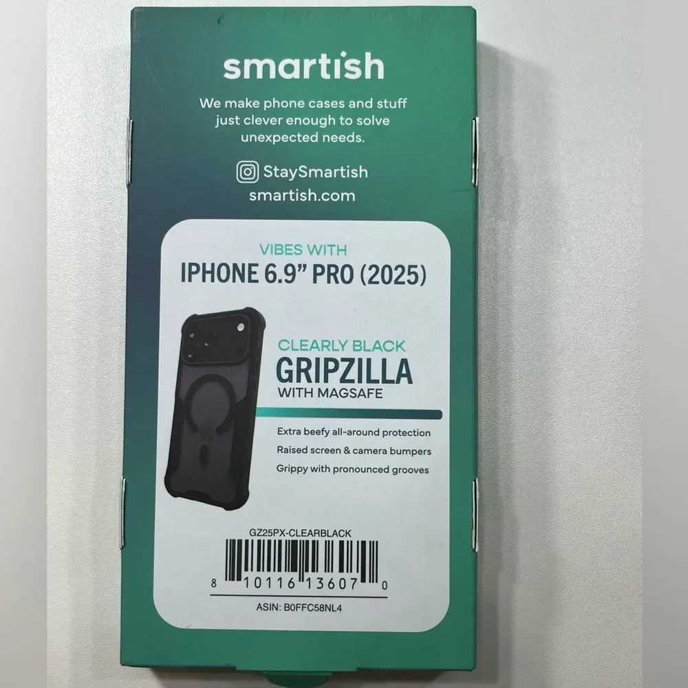 Smartish Gripzilla iPhone 17 Pro Max MagSafe Case Clearly Black Rugged New
